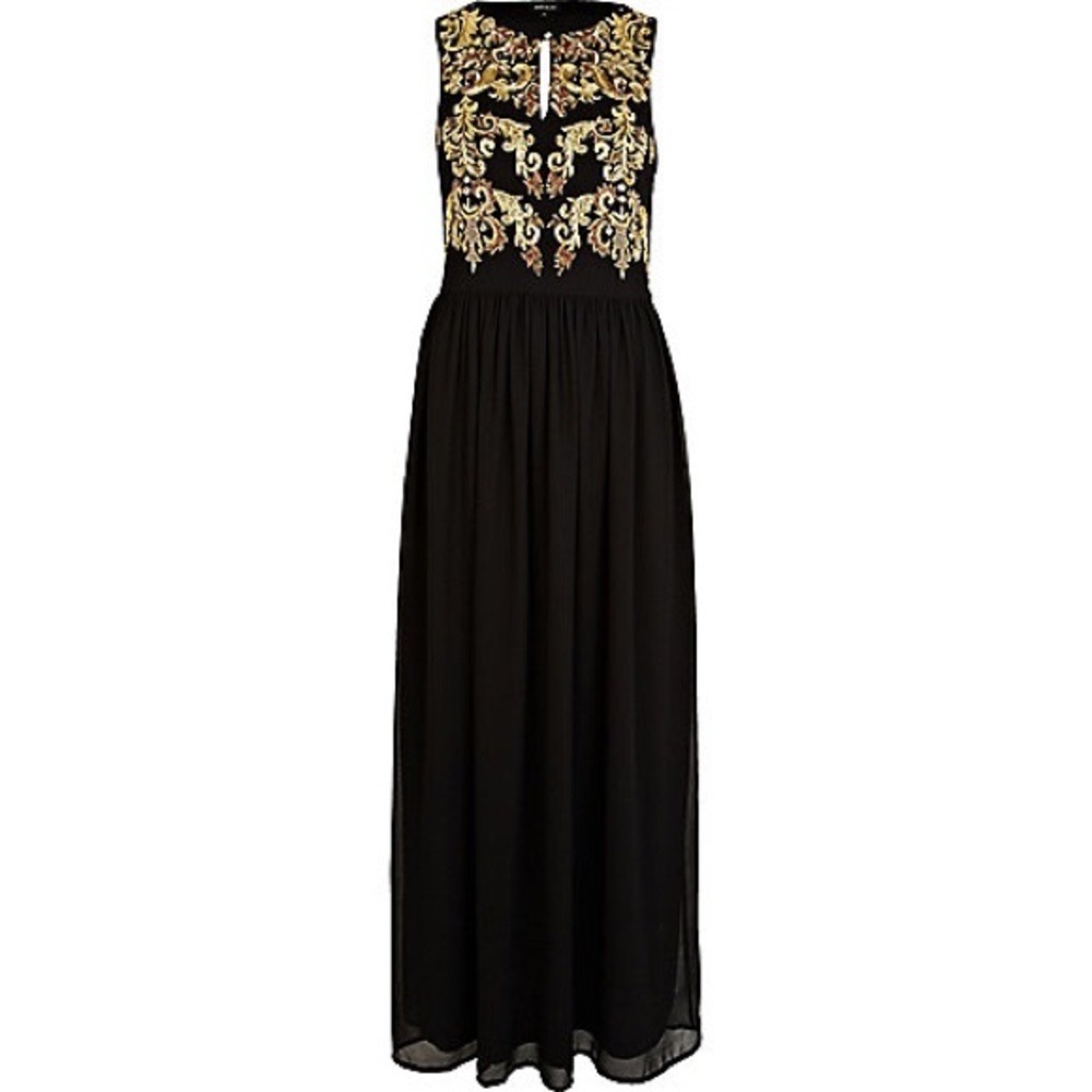 👯‍♀️SOLD👯‍♀️ASOS black and gold formal dress